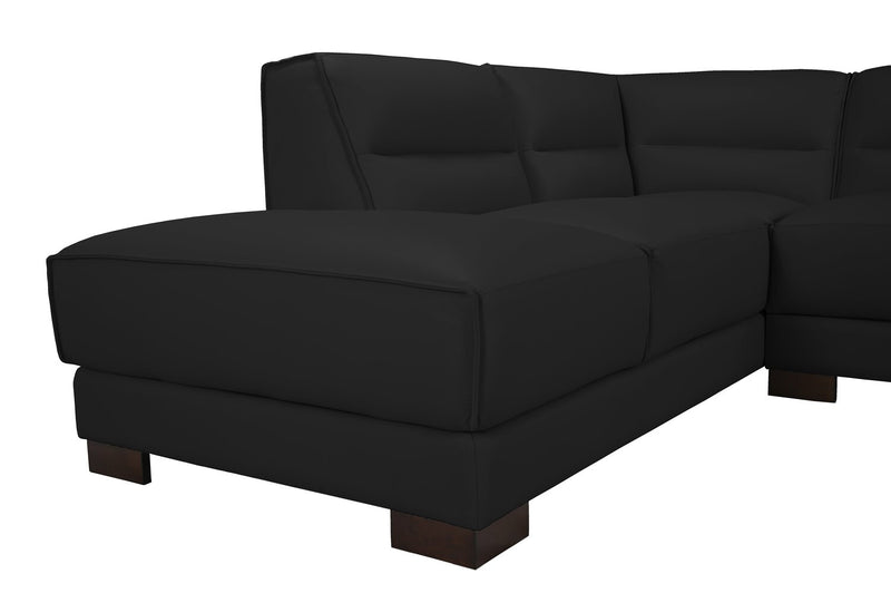 Sofa sectionnel de gauche Citadel 3 pièces en cuir véritable de qualité supérieure avec pattes en bois - noir