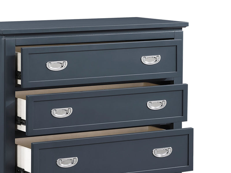 Commode verticale de chambre à coucher Quinn de 36,5 po (L) x 48,5 po (H) à 5 tiroirs - bleue