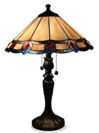 Lampe de table Magnolia avec abat-jour en verre de style Tiffany - bronze antique