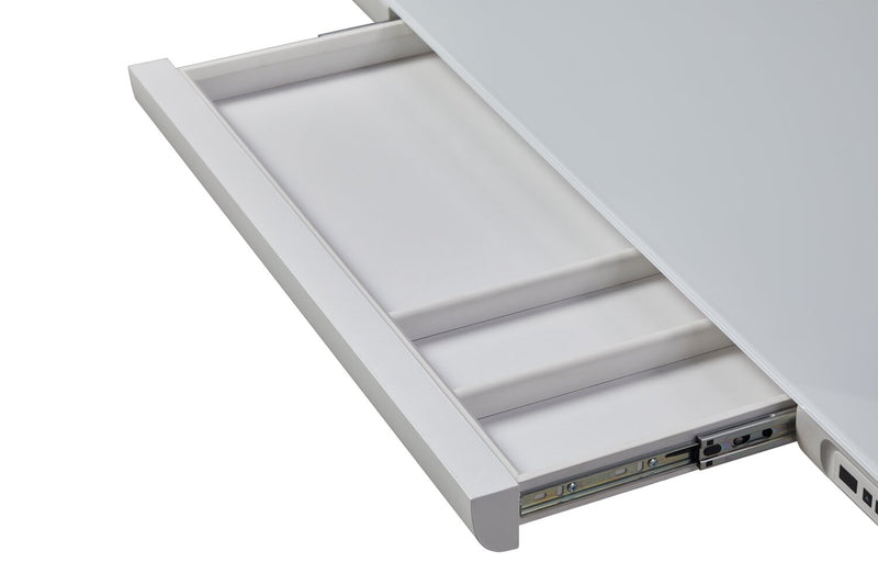 Bureau Metro de 47,24 po à hauteur réglable avec rangement et ports USB - blanc