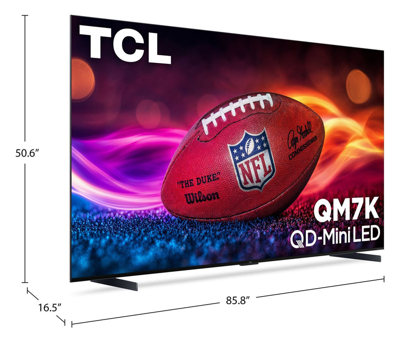 Téléviseur intelligent QLED Mini DEL TCL QD QM7K UHD 4K de 98 po avec Google TVMC (98QM7K) - modèle 2025