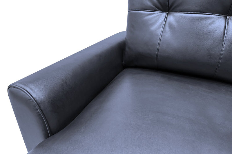 Sofa-lit sectionnel de gauche Carter 2 pièces en tissu d’apparence cuir avec fauteuil long de rangement - noir