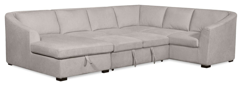 Sofa-lit sectionnel de gauche Envy 3 pièces en tissu de chenille avec fauteuil long de rangement - gris brouillard