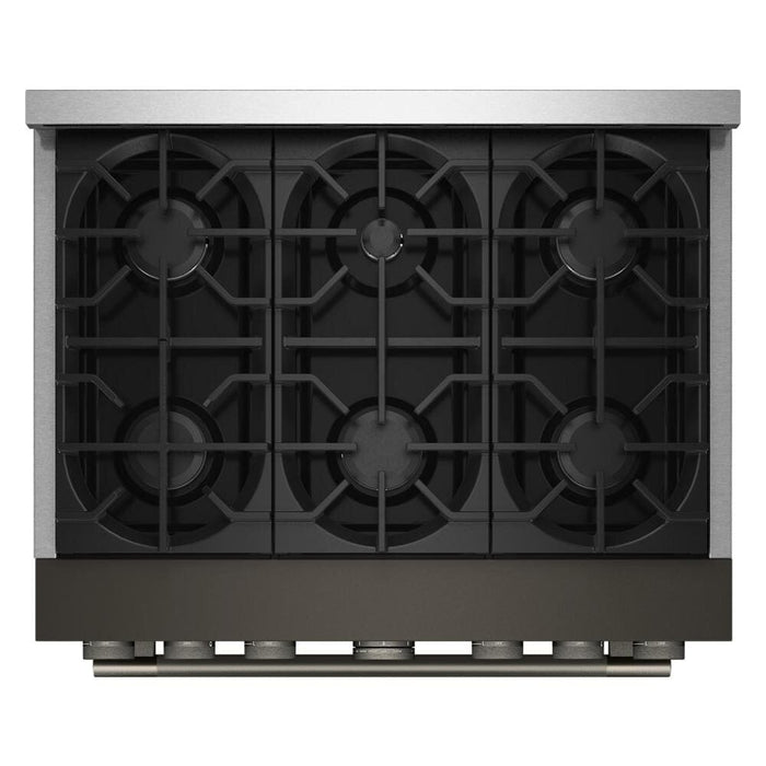 Cuisinière à gaz KitchenAid de 5,1 pi3 et de 36 po avec mode de friture à air sans préchauffage - minerai noir - KFGS936SBE