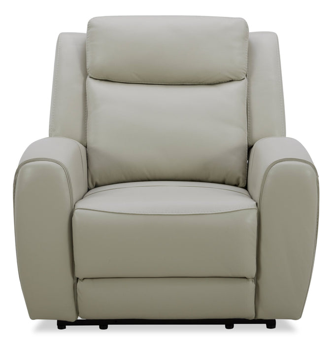 Fauteuil à inclinaison électrique Reign de 41,25 po en cuir véritable de qualité supérieure avec port USB - taupe clair de lune Deltona
