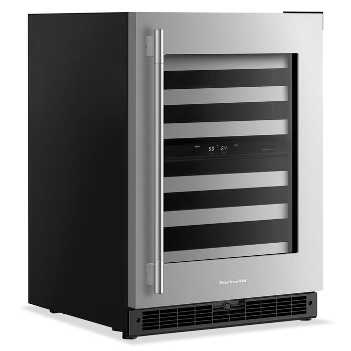 Refroidisseur à vin sous le comptoir KitchenAid de 24 po avec extension complète – acier inoxydable - KUWR324SSB