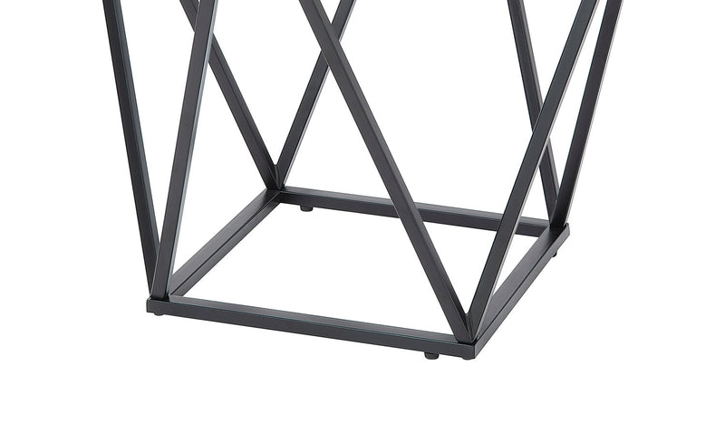 Table de bout moderne Prism de 19,5 po avec dessus en verre - verre avec base en métal 