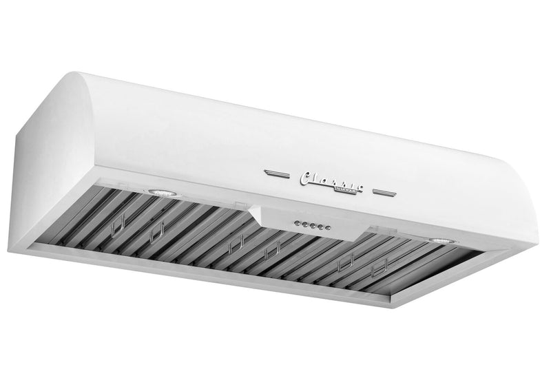 Hotte de cuisinière sous l’armoire Classic Rétro par Unique de 36 po et de 700 pi3/min - blanc guimauve - UGP-36CR RH W