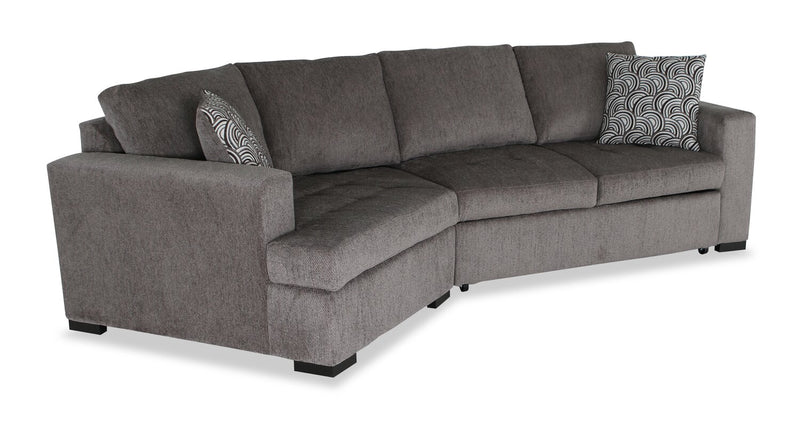 Sofa-lit sectionnel enveloppant de gauche Legend 2 pièces fabriqué au Canada en tissu de chenille - brun étain