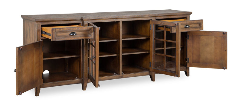 Meuble pour téléviseur traditionnel Wesley de 80 po avec rangement et système de gestion des câbles pour téléviseurs jusqu’à 85 po - muscade grillée