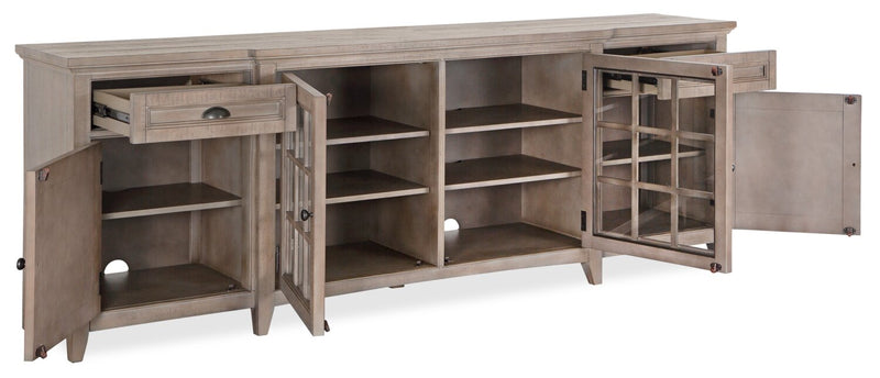 Meuble pour téléviseur traditionnel Wesley de 90 po avec rangement et système de gestion des câbles pour téléviseurs jusqu’à 95 po - gris tourterelle