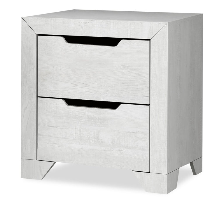 Ensemble de chambre à coucher moderne Elite blanc 6 pièces avec lit, commode, miroir, table de nuit et éclairage à DEL - format grand lit