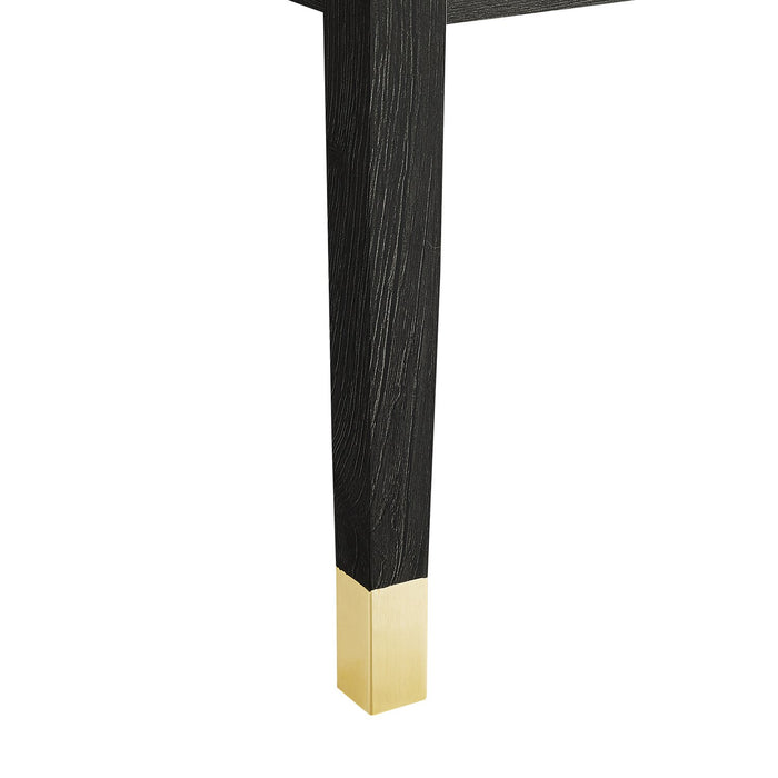 Table de nuit Alia de 18 po (l) x 25,75 po (H) à 2 tiroirs avec touche dorée - noire