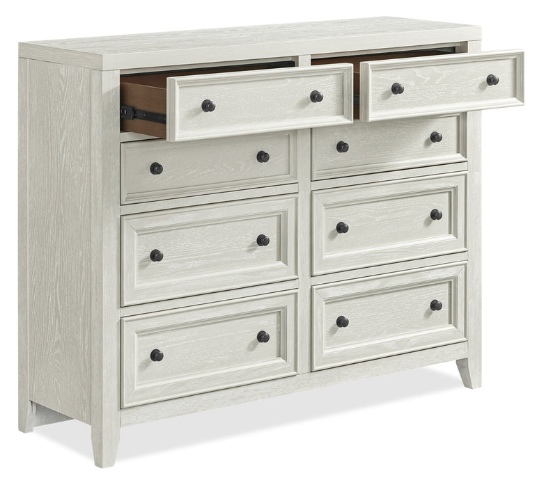 Commode Casa de 54 po (l) x 44 po (H) à 8 tiroirs en bois pour la chambre à coucher - blanche