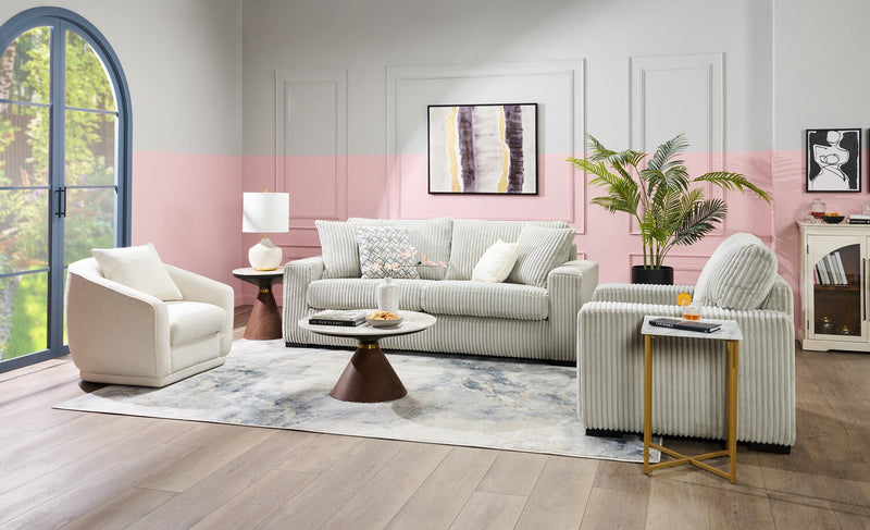 Fauteuil Willow de 40 po en tissu gris clair avec accoudoirs rectilignes et coussins de siège et de dossier réversibles