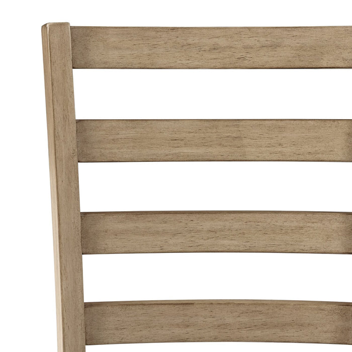 Chaise de salle à manger Cove avec siège rembourré en tissu et dossier en échelle - naturelle et grise
