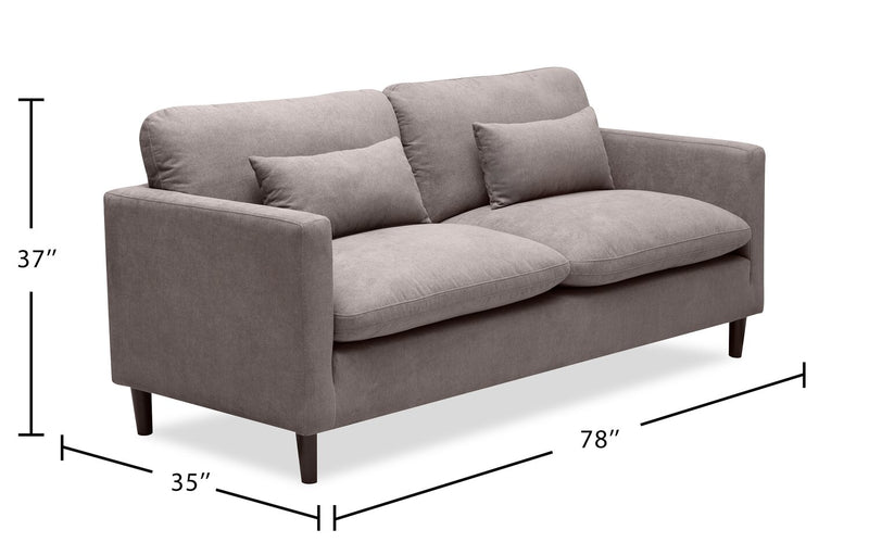 Sofa Kortlyn de 78 po en tissu d’apparence lin - gris