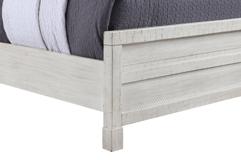 Lit à panneaux Haven avec tête de lit et cadre de lit, blanc - format très grand lit