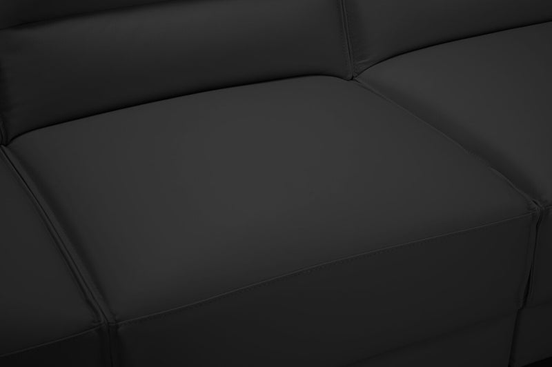 Sofa sectionnel de droite Citadel 3 pièces en cuir véritable de qualité supérieure avec pattes en bois - noir