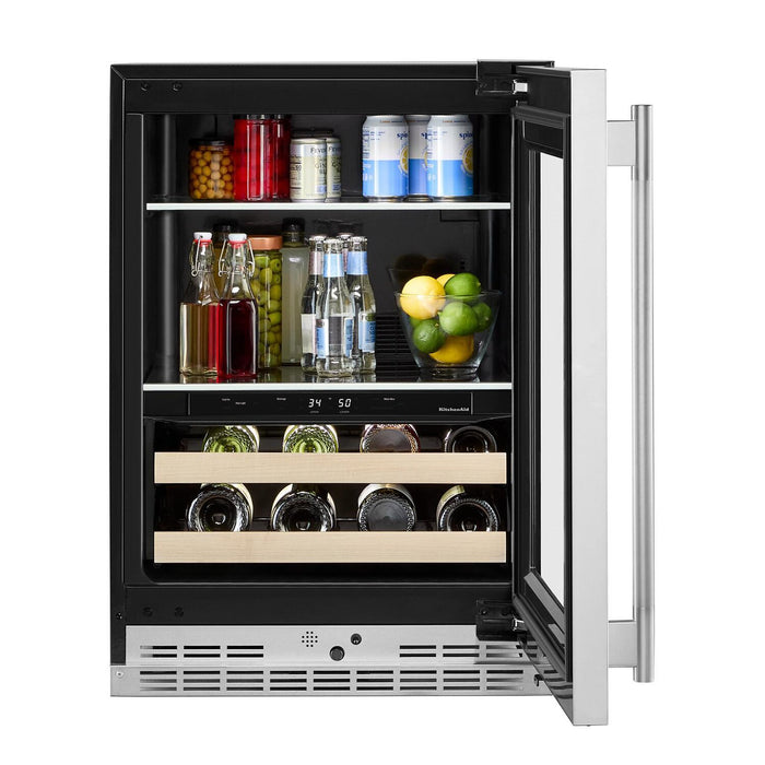 Refroidisseur à boissons KitchenAid de 24 po avec grilles à devant en bois -  acier inoxydable PrintShieldMC - KUBR524SPS 
