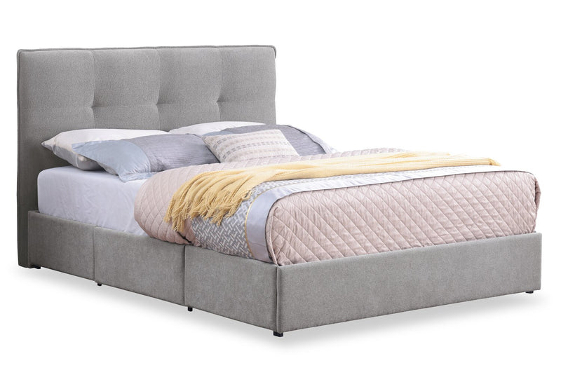 Tête de lit rembourrée Amos en tissu gris capitonné - format très grand lit