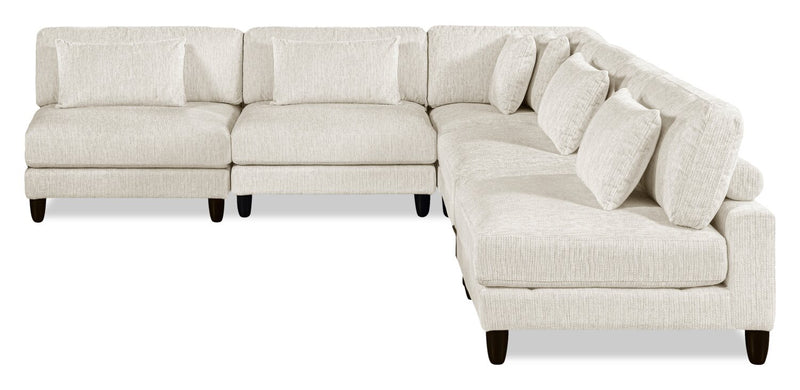 Sofa sectionnel modulaire sans accoudoirs Lounge 5 pièces en chenille - beige 