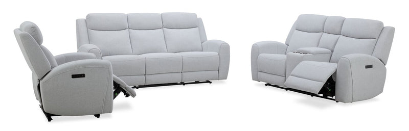 Sofa à inclinaison électrique Reign de 87 po en tissu avec ports USB - gris pierre Bronco