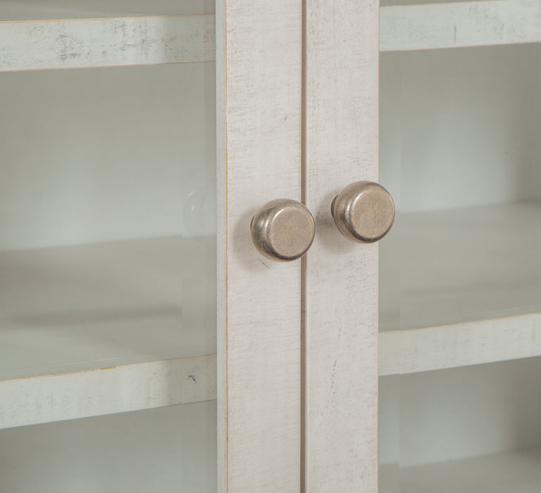 Meuble pour téléviseur rustique Baron de 82 po en pin avec rangement et système de gestion des câbles pour téléviseurs jusqu’à 90 po - albâtre