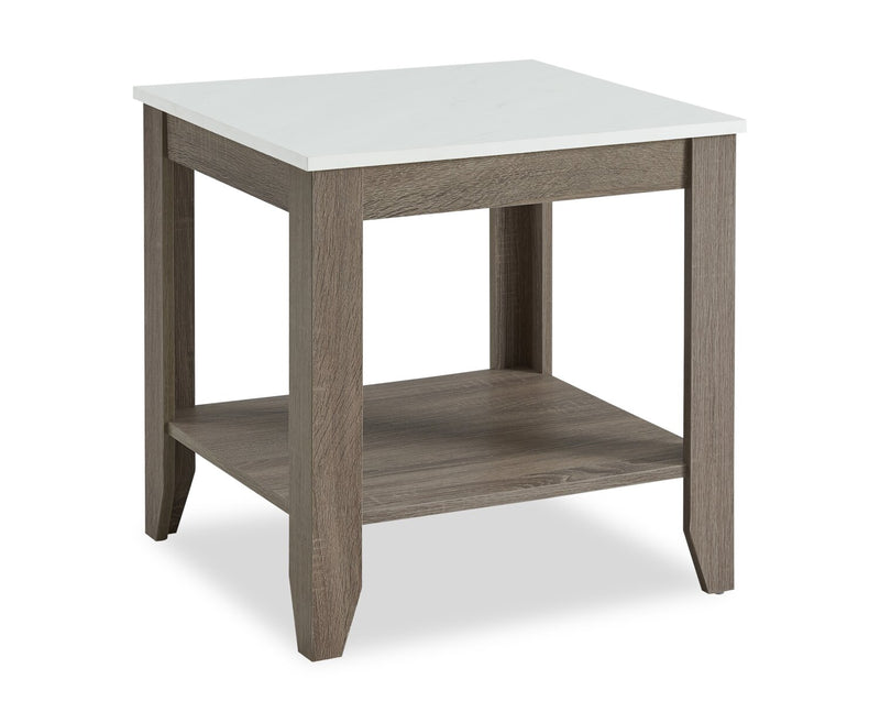 Ensemble 2 tables modernes Carlton de 47,5 po, table à café et table de bout avec tablette - taupe