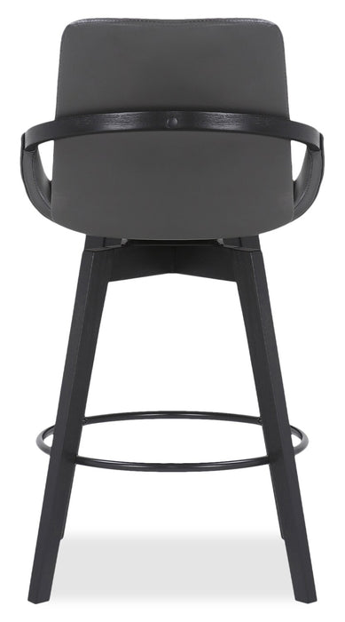 Tabouret Apex de hauteur comptoir en tissu de cuir végétalien et en métal avec siège pivotant - gris