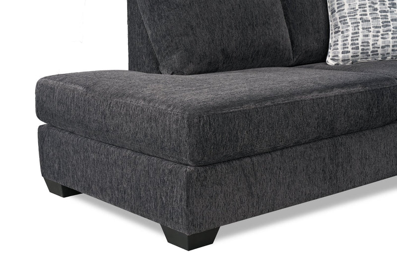 Sofa sectionnel en U de gauche Morgan 3 pièces fabriqué au Canada en tissu de chenille avec coussins décoratifs - gris
