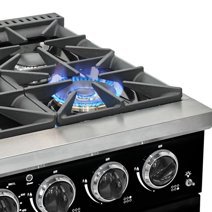 Cuisinière à gaz Classic Rétro par Unique de 36 po et de 5,2 pi3 à 6 brûleurs avec convection - noir minuit - UGP-36CR B