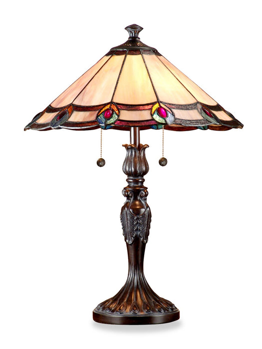 Lampe de table Magnolia avec abat-jour en verre de style Tiffany - bronze antique