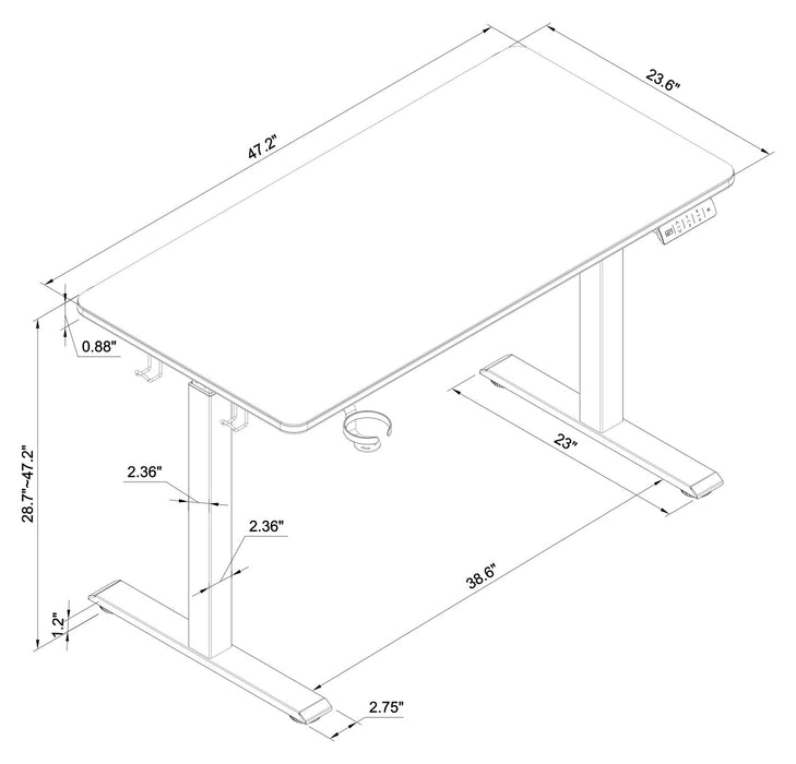 Bureau de jeu Finch de 47 po avec réglage électrique de la hauteur et éclairage à DEL RVB - noir