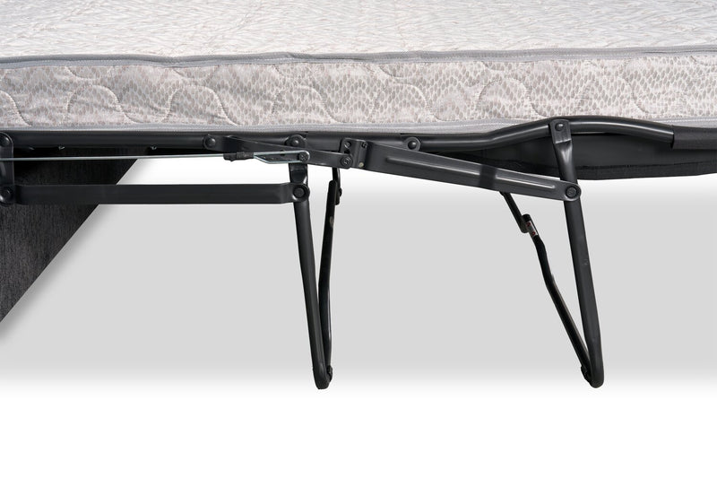 Sofa-lit sectionnel de droite Morgan 2 pièces fabriqué au Canada en tissu de chenille avec coussins décoratifs - gris