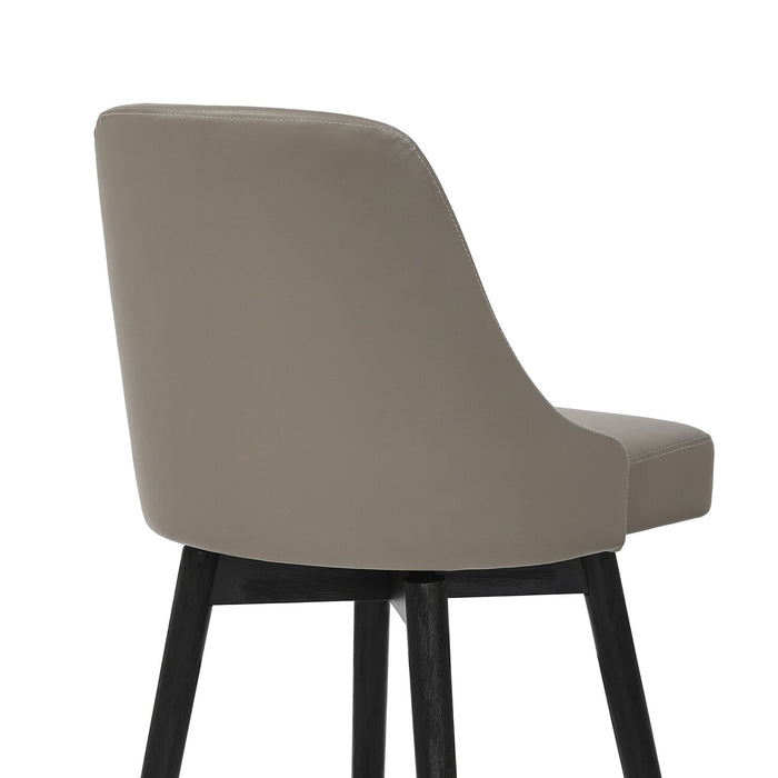 Tabouret Nash de hauteur comptoir en tissu de cuir végétalien et en métal avec siège pivotant - taupe