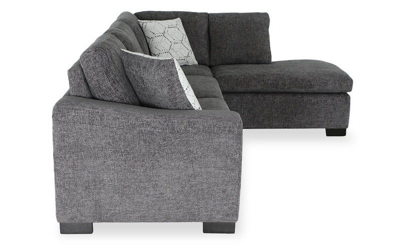 Sofa-lit sectionnel de droite avec grand lit Aubrey de 114 po de style européen en tissu de chenille avec pattes en bois - gris