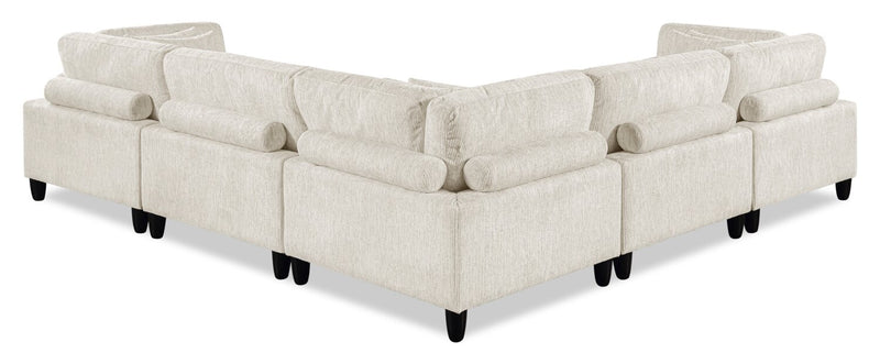 Sofa sectionnel modulaire Lounge 5 pièces en chenille - beige 