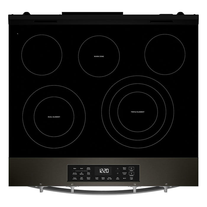 Cuisinière électrique Whirlpool de 5,3 pi³ et de 30 po avec cuisson à air - noire sur acier inoxydable - YWSES5030SV