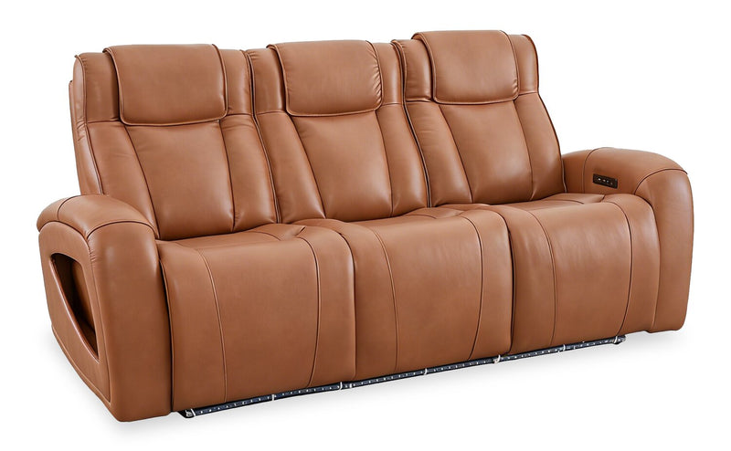 Sofa à inclinaison électrique Titan de Shaquille O’Neal Home de 92 po en cuir véritable avec confort Shaq-o-pedic -  terre