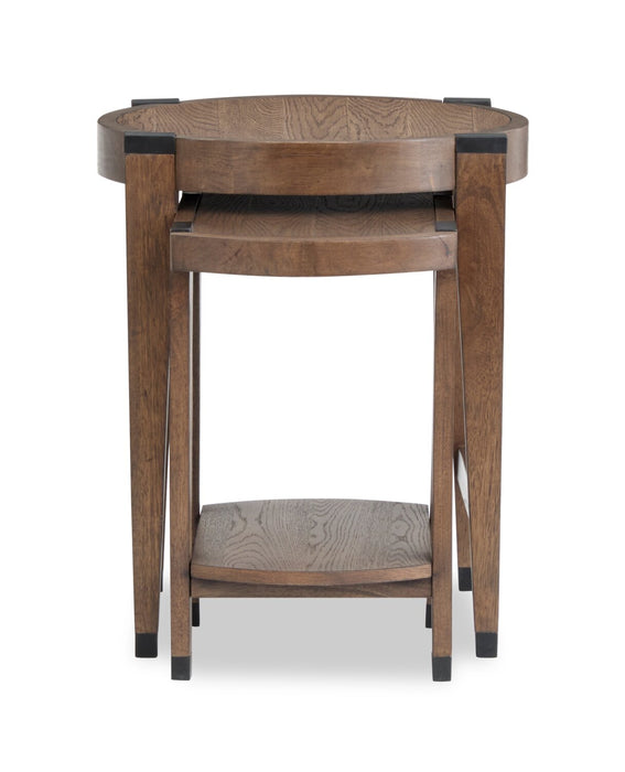 2 tables d’appoint gigognes rondes Gordon de 22 po en bois massif - brunes