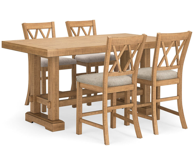 Table de salle à manger Archer de hauteur comptoir avec rallonge, 72 po à 108 po (L) - brun clair