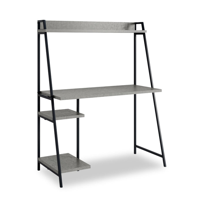 Bureau James de 43 po avec crédence et tablettes - gris