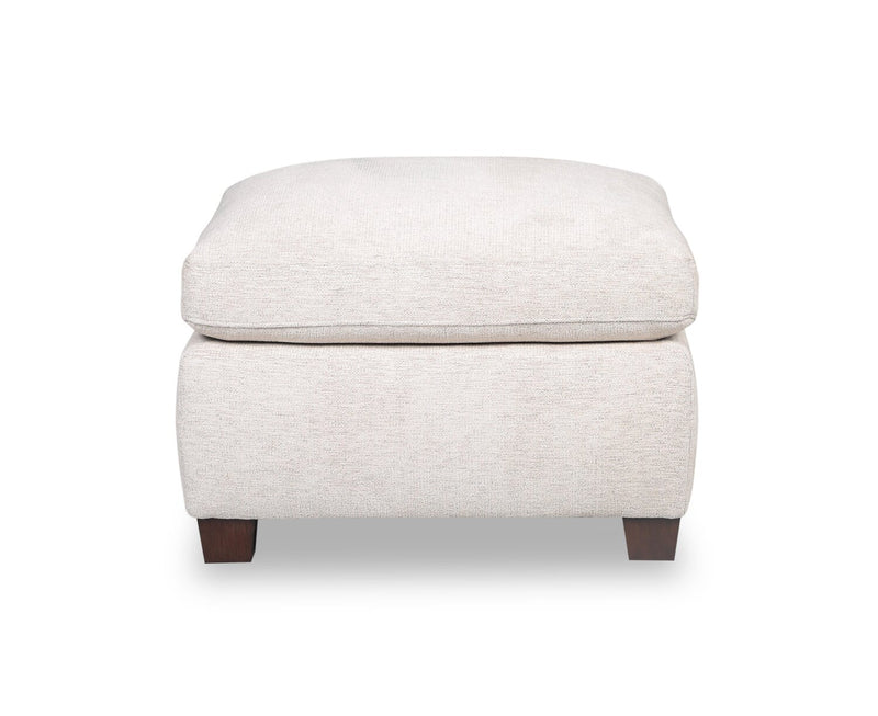 Pouf Mallie de 28 po en tissu de chenille avec pattes en bois - blanc coquillage