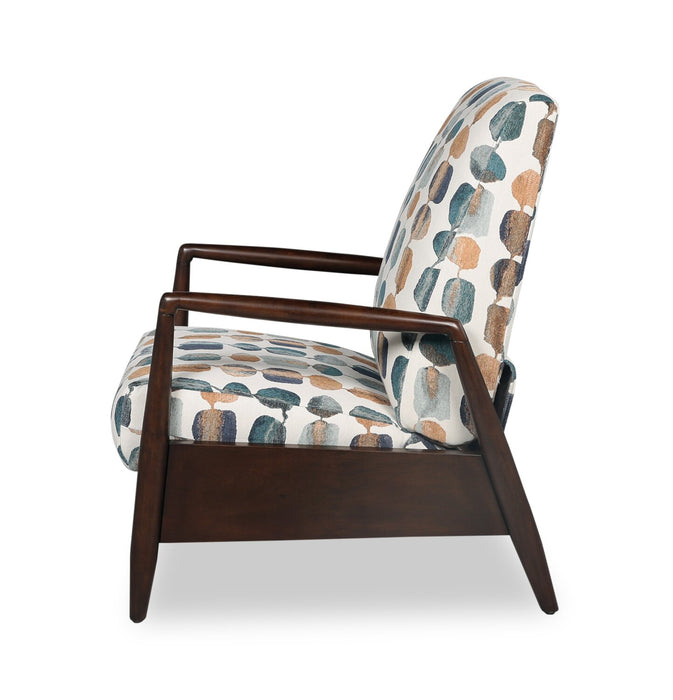 Fauteuil d’appoint à inclinaison par poussée Raven de 28,5 po en tissu de chenille - bleu sarcelle multicolore