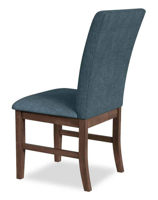 Chaise de salle à manger Rain avec siège et dossier rembourrés en tissu - bleue
