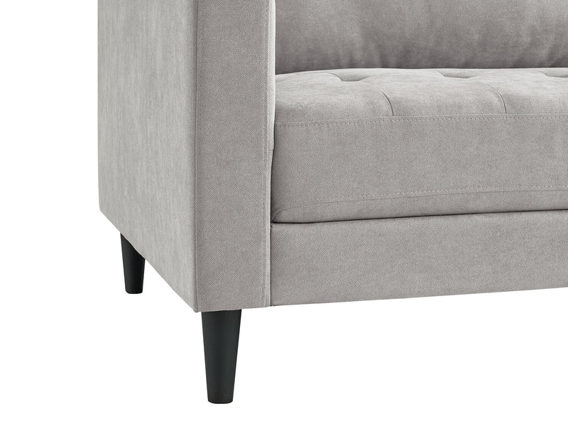 Sofa sectionnel de droite Metro 2 pièces en tissu avec fauteuil long et coussins de siège capitonnés - neutre