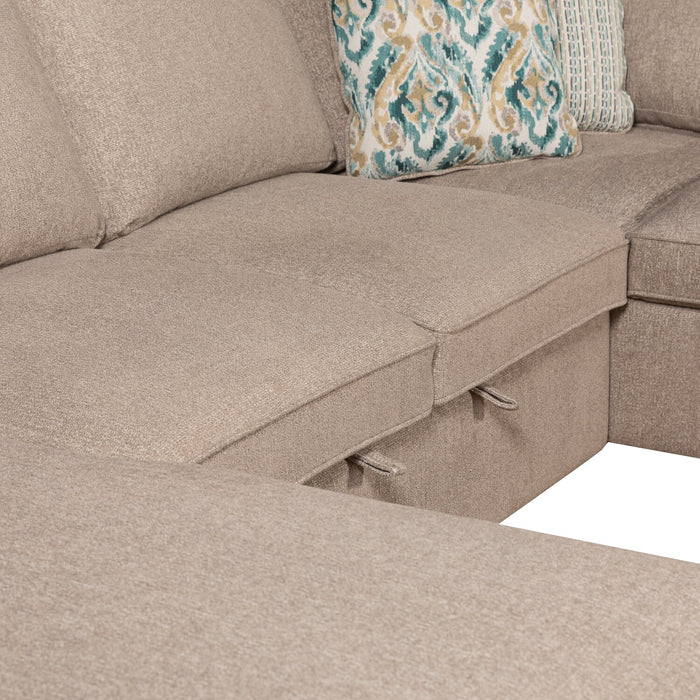 Sofa-lit sectionnel de gauche Haven de Scott Living 4 pièces en tissu de chenille avec fauteuil long de rangement - taupe