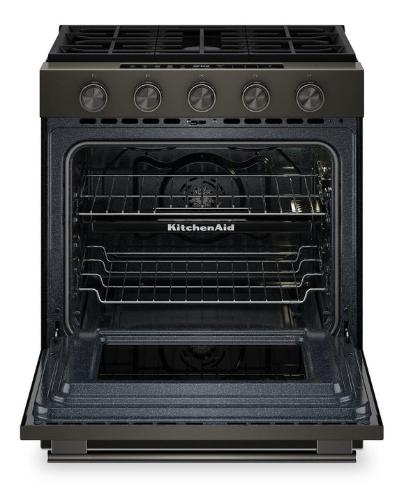 Cuisinière à gaz encastrée KitchenAid de 5,0 pi³ et de 30 po avec modes à convection - minerai noir - KSGS530SBE