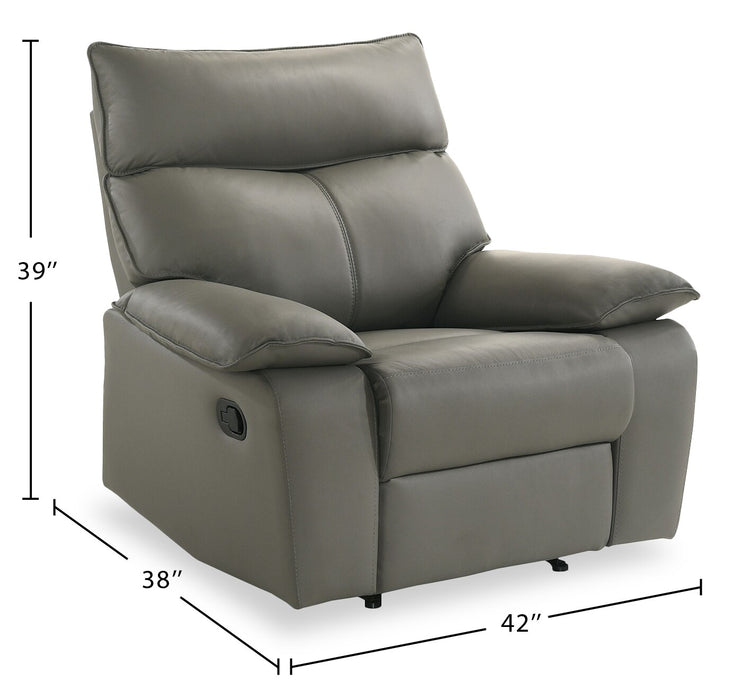 Fauteuil inclinable Matteo de 42 po en cuir véritable - gris Aviarah